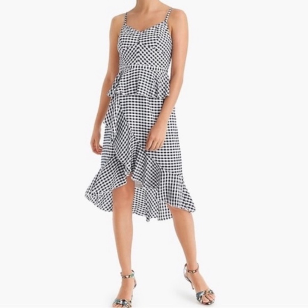 J. Crew gingham slip dress with hi-low hem
